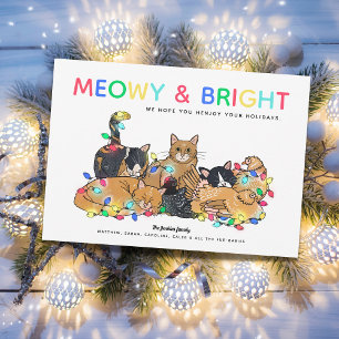 Lustige Katzen & Hühner Weihnachtsfoto Feiertagskarte