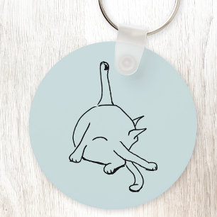 Lustige Katzen-Humor-Strichzeichnung-Kunst Schlüsselanhänger