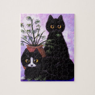 Lustige Katzen im schwarzen Smoking Creationarts Puzzle