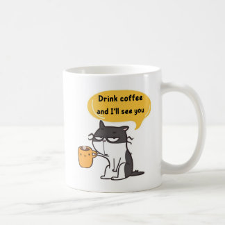 Lustige Katzen-Kaffeetasse – Trinke Kaffee und ich Kaffeetasse