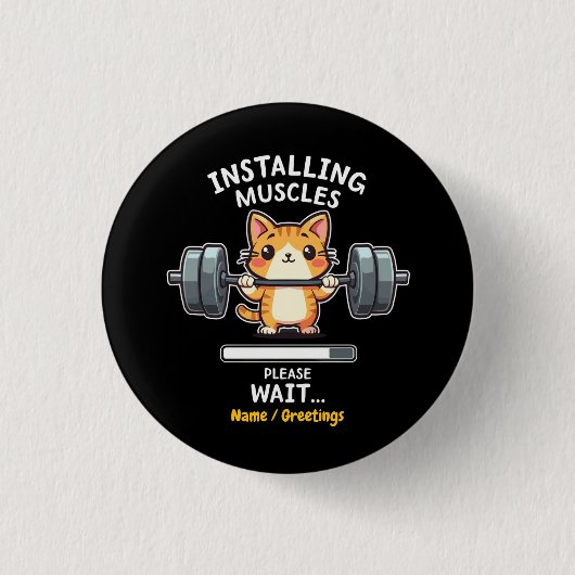 Lustige Katzen-Krafttraining-Übung Fitnessstudio F Button (Vorderseite)
