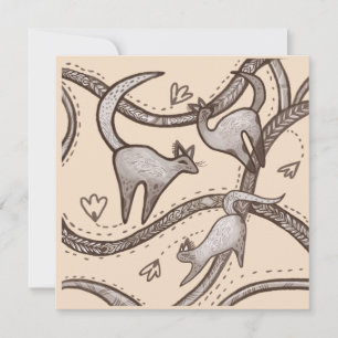 lustige Katzen-Line-Kunst Feiertagskarte