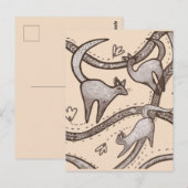 lustige Katzen-Line-Kunst Postkarte (Vorne/Hinten)