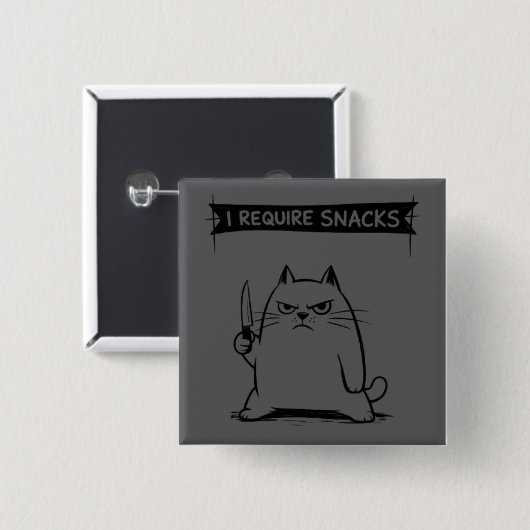Lustige Katzen-Meme Ich brauche Snacks Button (Vorne & Hinten)