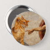 Lustige Katzen-Meme-Kunst: Schöpfung Adams mit Kat Button (Vorne & Hinten)