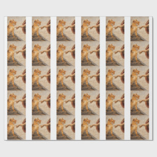Lustige Katzen-Meme-Kunst: Schöpfung Adams mit Kat Geschenkpapier