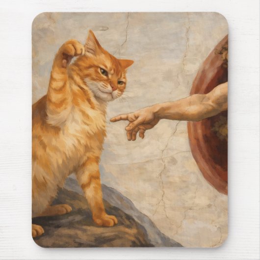 Lustige Katzen-Meme-Kunst: Schöpfung Adams mit Kat Mousepad (Vorne)