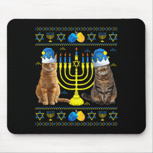 Lustige Katzen Menorah Jude Frohes Chanukka Hässli Mousepad