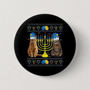 Lustige Katzen Menorah Jude Frohes Hanukkah Hässli Button