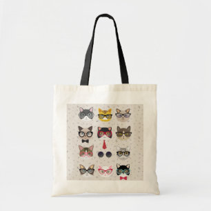 Lustige Katzen mit Glas-Budget-Taschen-Tasche Tragetasche