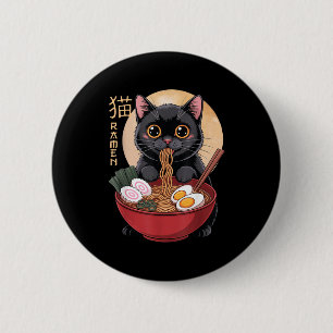 Lustige Katzen-Ramen-Grafiken Japanische Kawaii-Ka Button