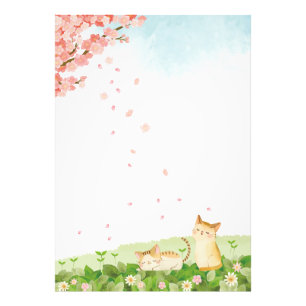 Lustige Katzen singen unter Kirschblüten Fotodruck