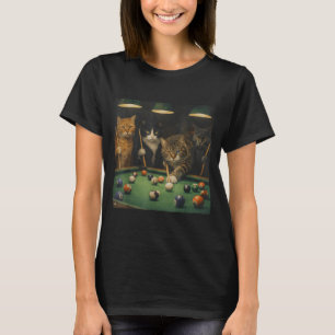 Lustige Katzen spielen Pool Billard Vintage Meme T-Shirt