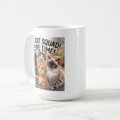 Lustige Katzen-Squad-Selfie-Tasse Kaffeetasse (Vorderseite Links)