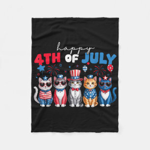 Lustige Katzen Stolz Glückliches 4. Juli-Shirt für Fleecedecke