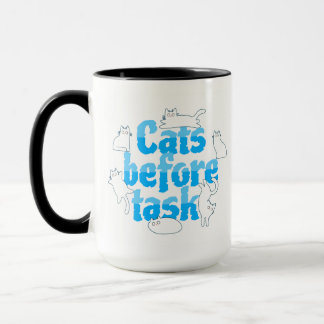 Lustige Katzen-Tasse 'Katzen vor Aufgaben' Tasse