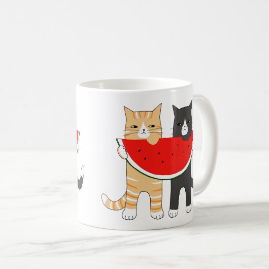 Lustige Katzen-TasseTabbytuxedo-Katze mit der Kaffeetasse (VorderseiteRechts)