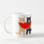 Lustige Katzen-TasseTabbytuxedo-Katze mit der Kaffeetasse (Links)
