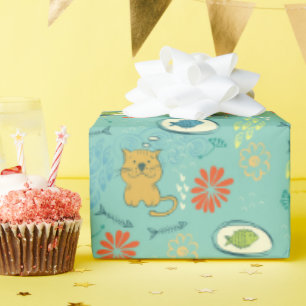 Lustige Katzen und Fische Geschenkpapier
