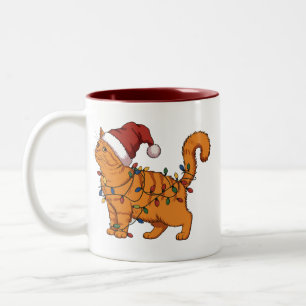 Lustige Katzen Weihnachten Orange Katze Mutter Hau Zweifarbige Tasse