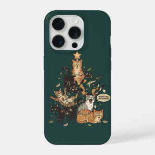 Lustige Katzen Weihnachtsbaum Verhedderte Lichter iPhone 15 Pro Hülle