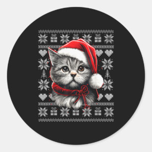 Lustige Katzen-Weihnachtshemden Männer Frauen Katz Runder Aufkleber