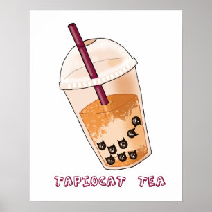 Lustige Katzen-Wortspiel-Illustration Poster