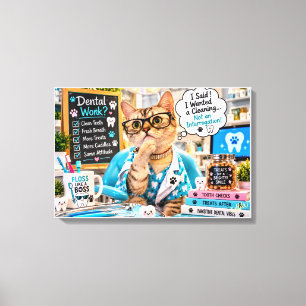 Lustige Katzen-Zahnreinigung Humor Leinwand Wandku