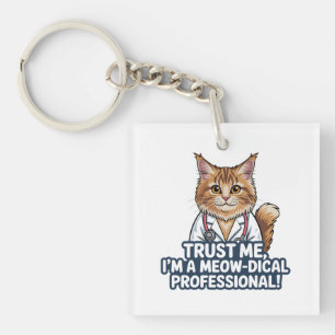 Lustige Katzenarzt-Tierhumor-Illustration Schlüsselanhänger