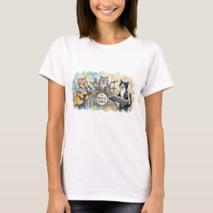 Lustige Katzenband-Musik Klavier Schlagzeug Keyboa T-Shirt