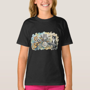 Lustige Katzenband-Musik Klavier Schlagzeug Keyboa T-Shirt