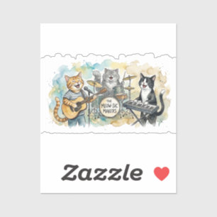 Lustige Katzenbandmusik Klavier Trommeln Keyboard Aufkleber