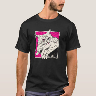 Lustige Katzenbiss Vintage-Kunst für Katzenmutter T-Shirt