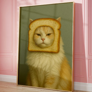 Lustige Katzenbrot-Surrealismus-Wandkunst Poster