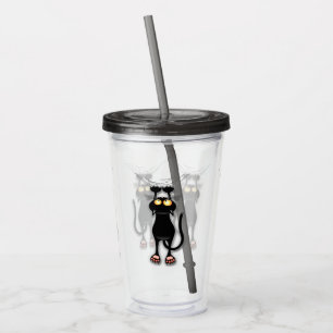 Lustige Katzenfigur kratzt Stoff Acryltrinkbecher