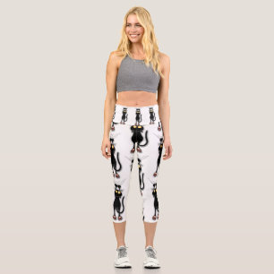 Lustige Katzenfigur kratzt Stoff Capri Leggings