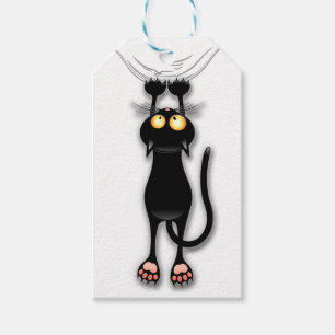 Lustige Katzenfigur kratzt Stoff Geschenkanhänger