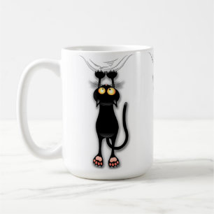 Lustige Katzenfigur kratzt Stoff Kaffeetasse