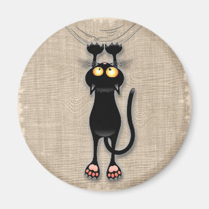 Lustige Katzenfigur kratzt Stoff Magnet