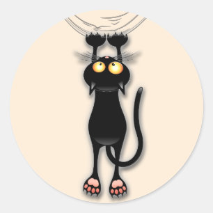 Lustige Katzenfigur kratzt Stoff Runder Aufkleber