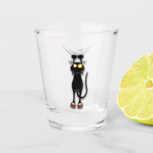 Lustige Katzenfigur kratzt Stoff Schnapsglas