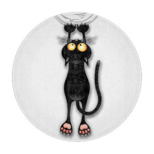 Lustige Katzenfigur kratzt Stoff Schneidebrett