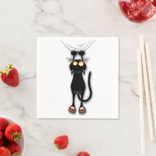 Lustige Katzenfigur kratzt Stoff Serviette