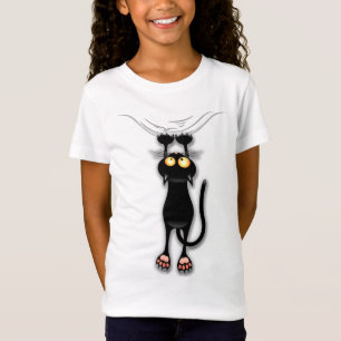 Lustige Katzenfigur kratzt Stoff T-Shirt