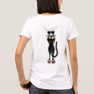 Lustige Katzenfigur kratzt Stoff T-Shirt