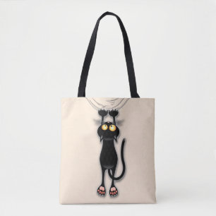Lustige Katzenfigur kratzt Stoff Tasche