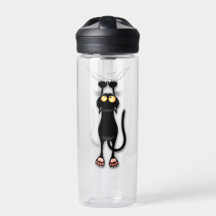 Lustige Katzenfigur kratzt Stoff Trinkflasche