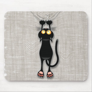Lustige Katzenfigur kratzt Stoffmauspad Mousepad