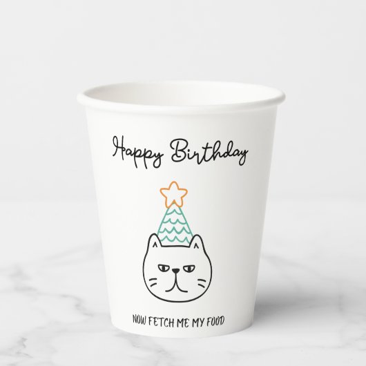 lustige Katzengeburtstag Pappbecher (Vorderseite)