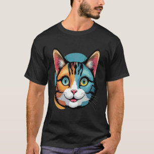 Lustige Katzengesicht Zeichnung Künstlerische Graf T-Shirt